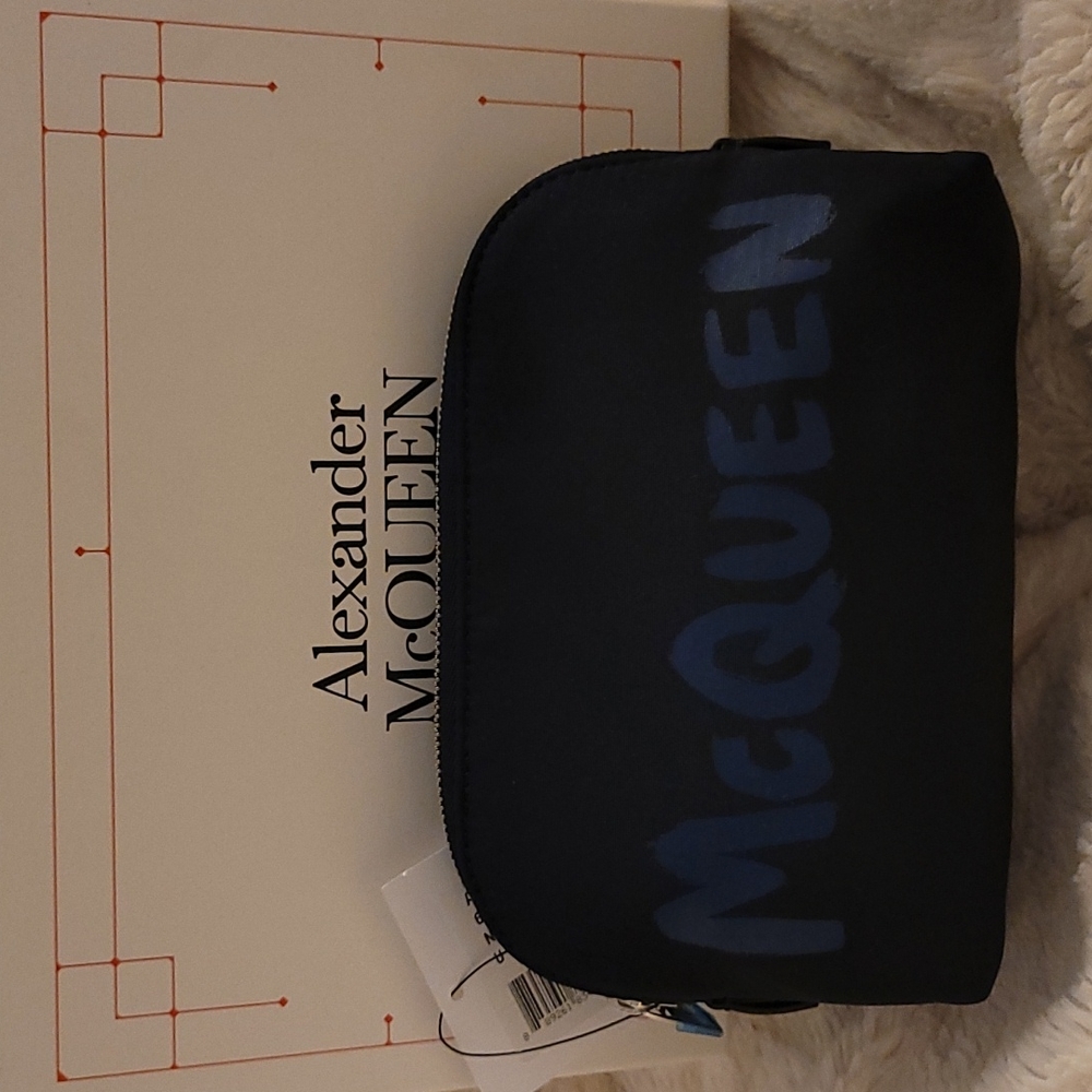 NWT Alexander McQueen Nylon Logo Toiletry Bag  Dark blue